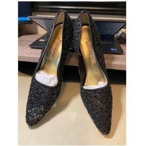 SEQUIN EVENING WEDDING DRESS HIGH HEELS BLACK